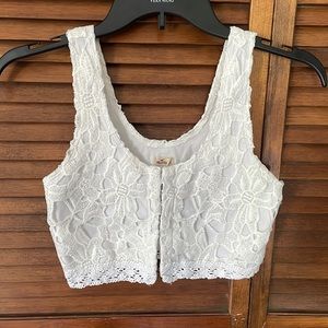 Hollister White Crop Tank Top